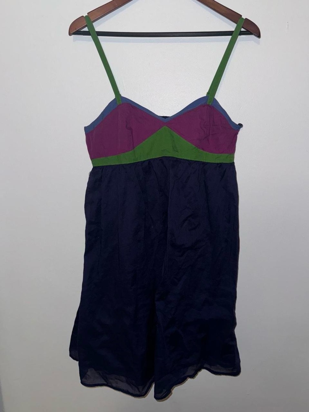 Tara Jarmon Colorblock Dress in Navy, Plum & Green